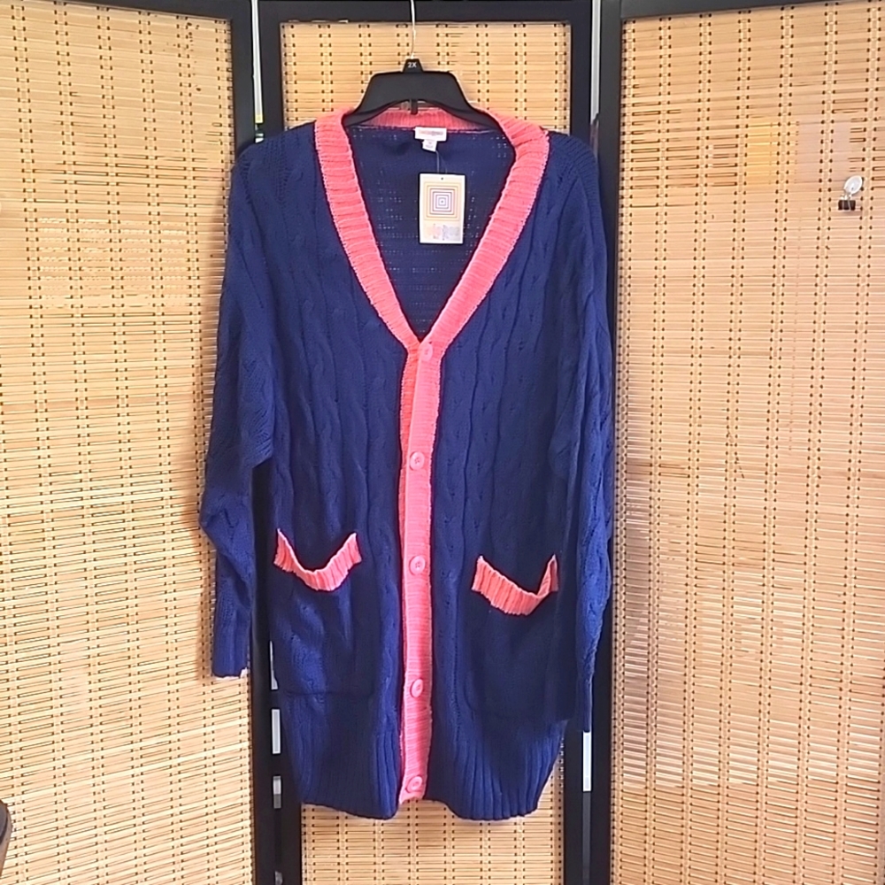 Lularoe pink and blue oversized cardigan